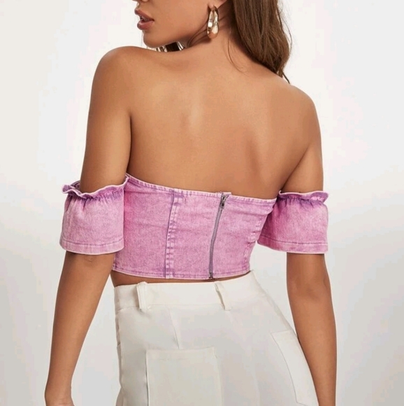 Pink denim top - Picture 3 of 3